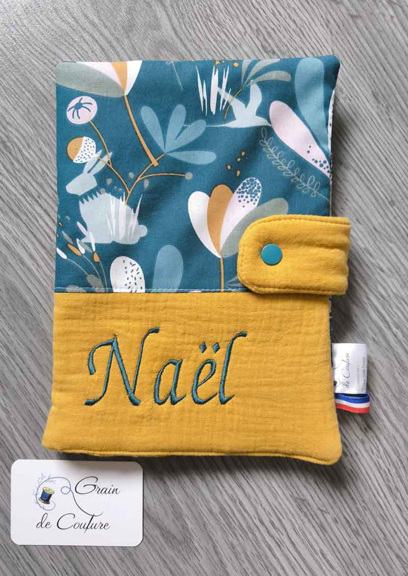 Couverture carnet de santé personnalisable tissu et prénom
