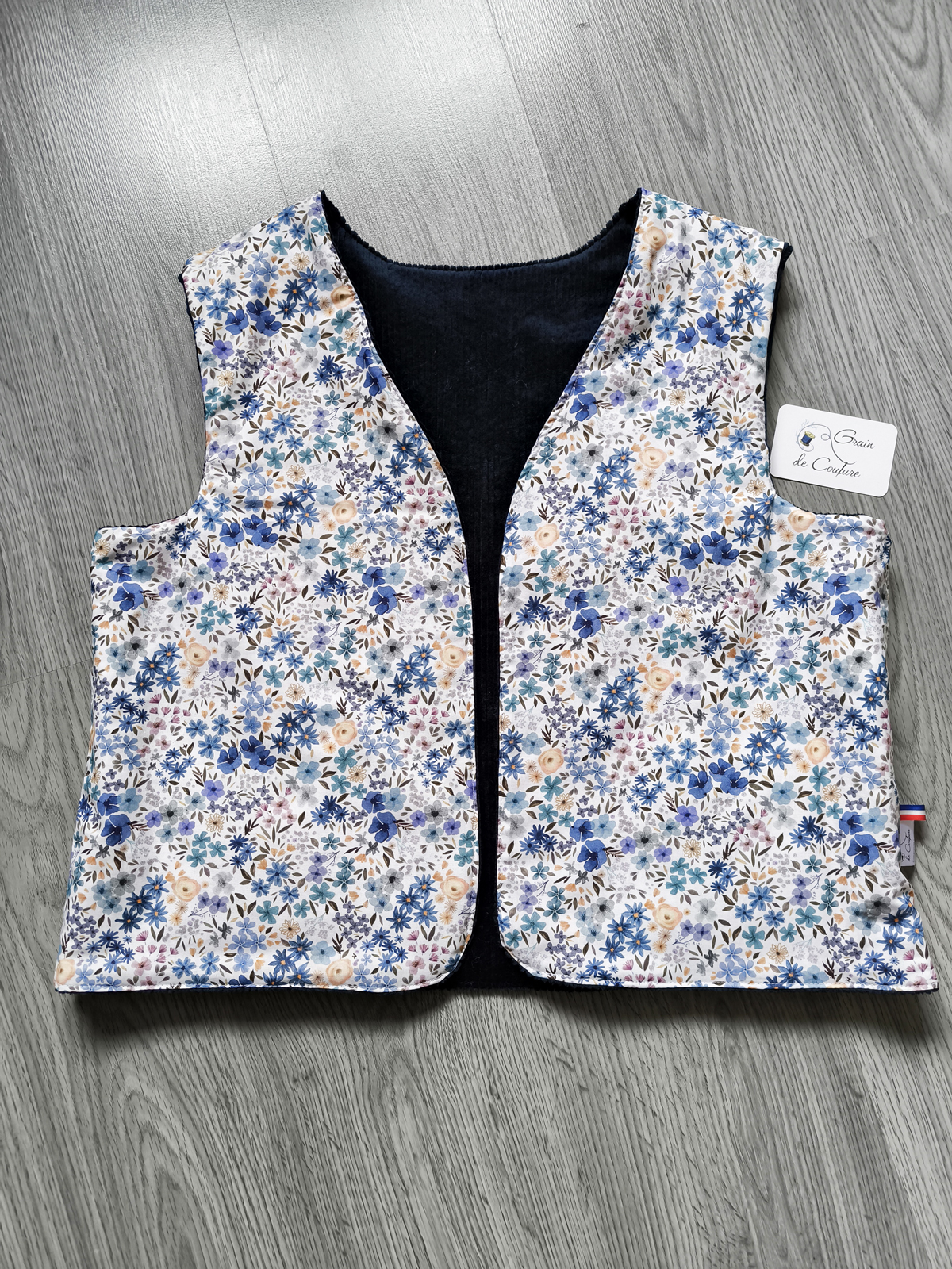 Gilet de berger adulte réversible personnalisable tissu au choix
