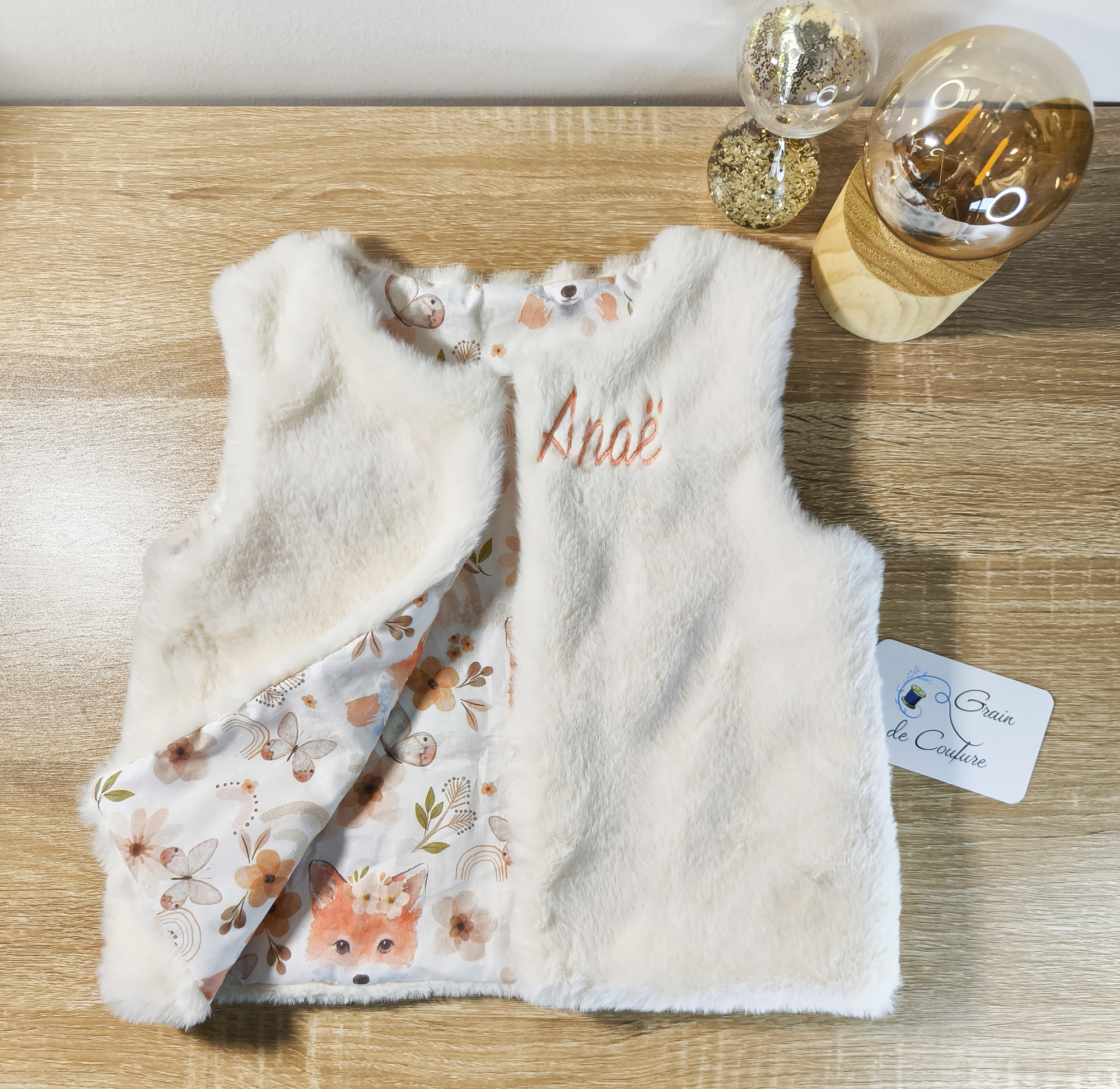 Gilet de berger enfant réversible personnalisable tissu au choix