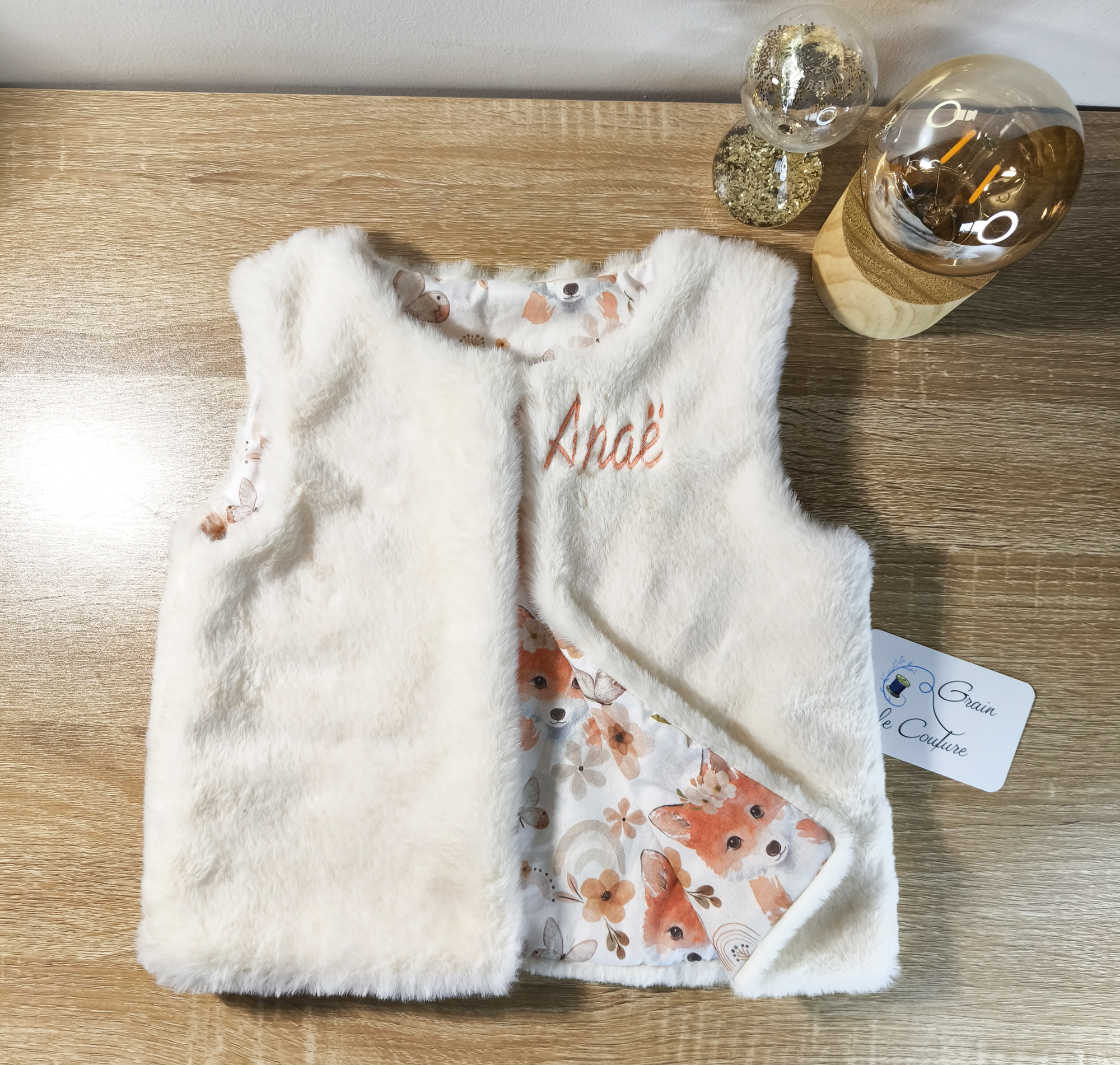 Gilet de berger enfant réversible personnalisable tissu au choix