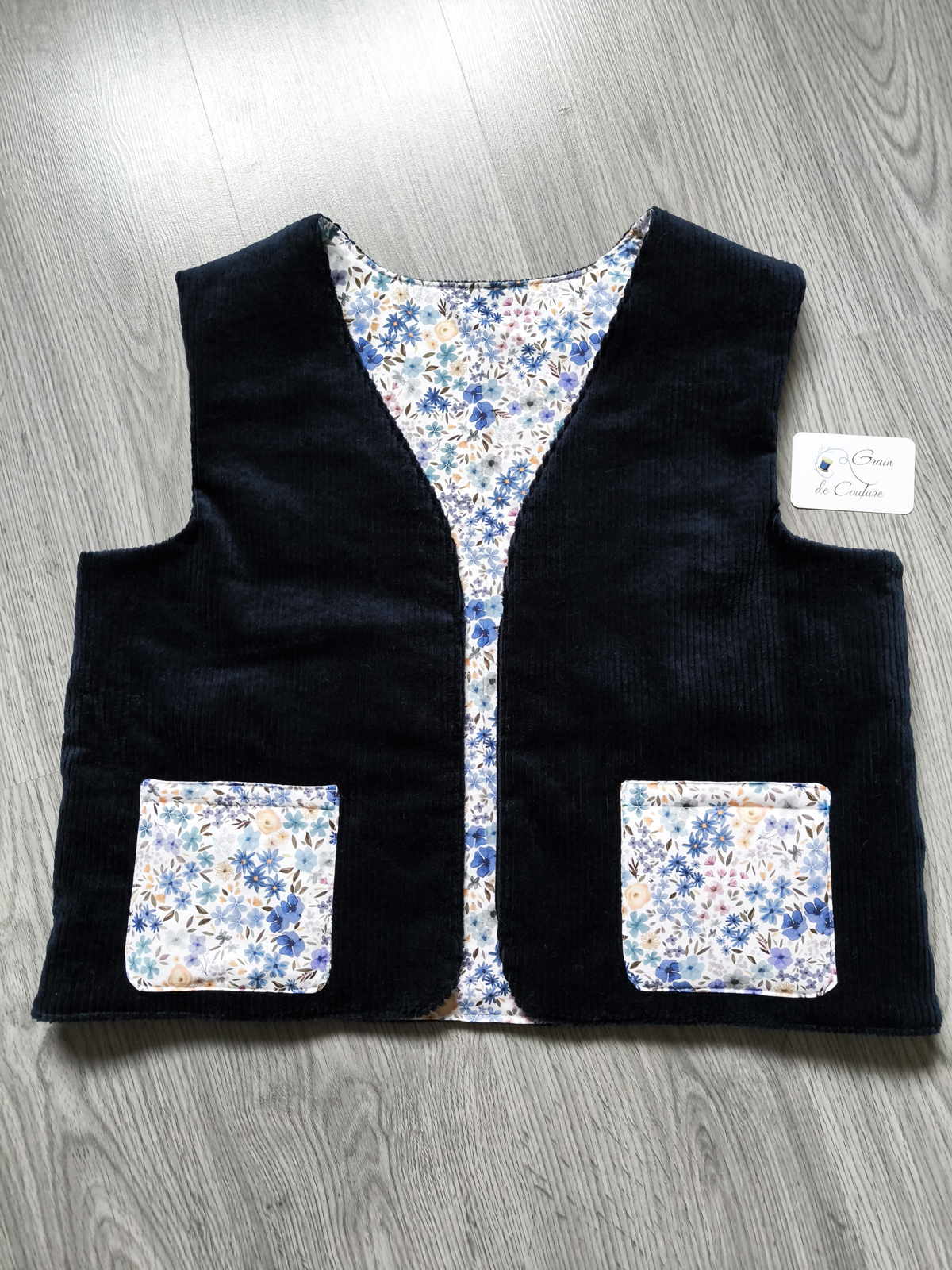 Gilet de berger adulte réversible personnalisable tissu au choix