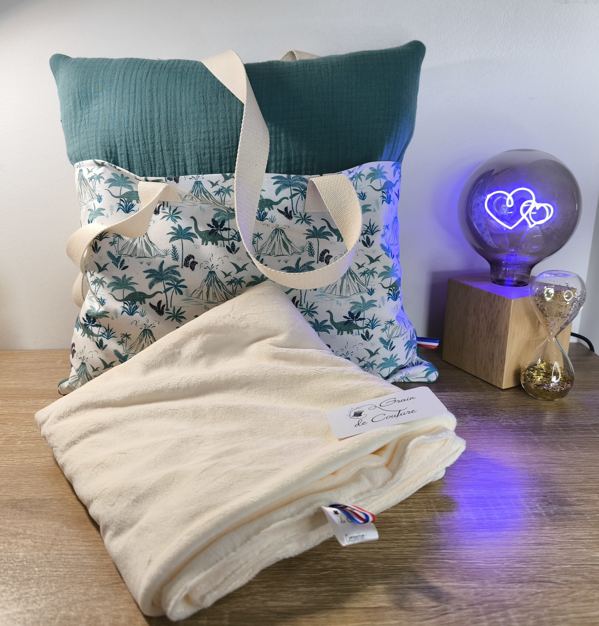 Kit sieste gaze de coton : coussin + couverture enfant