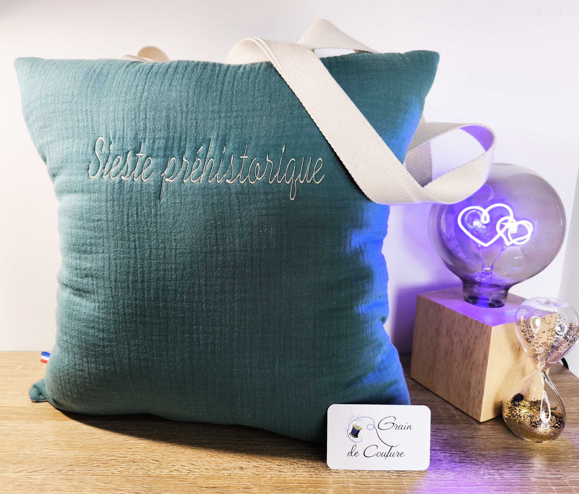 Kit sieste gaze de coton : coussin + couverture enfant – Image 3