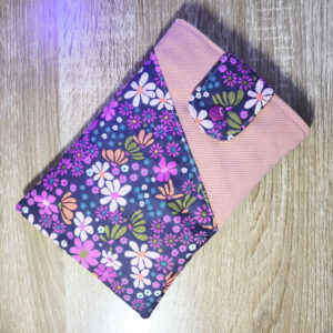 Pochette à livre avec empiècement tissu au choix