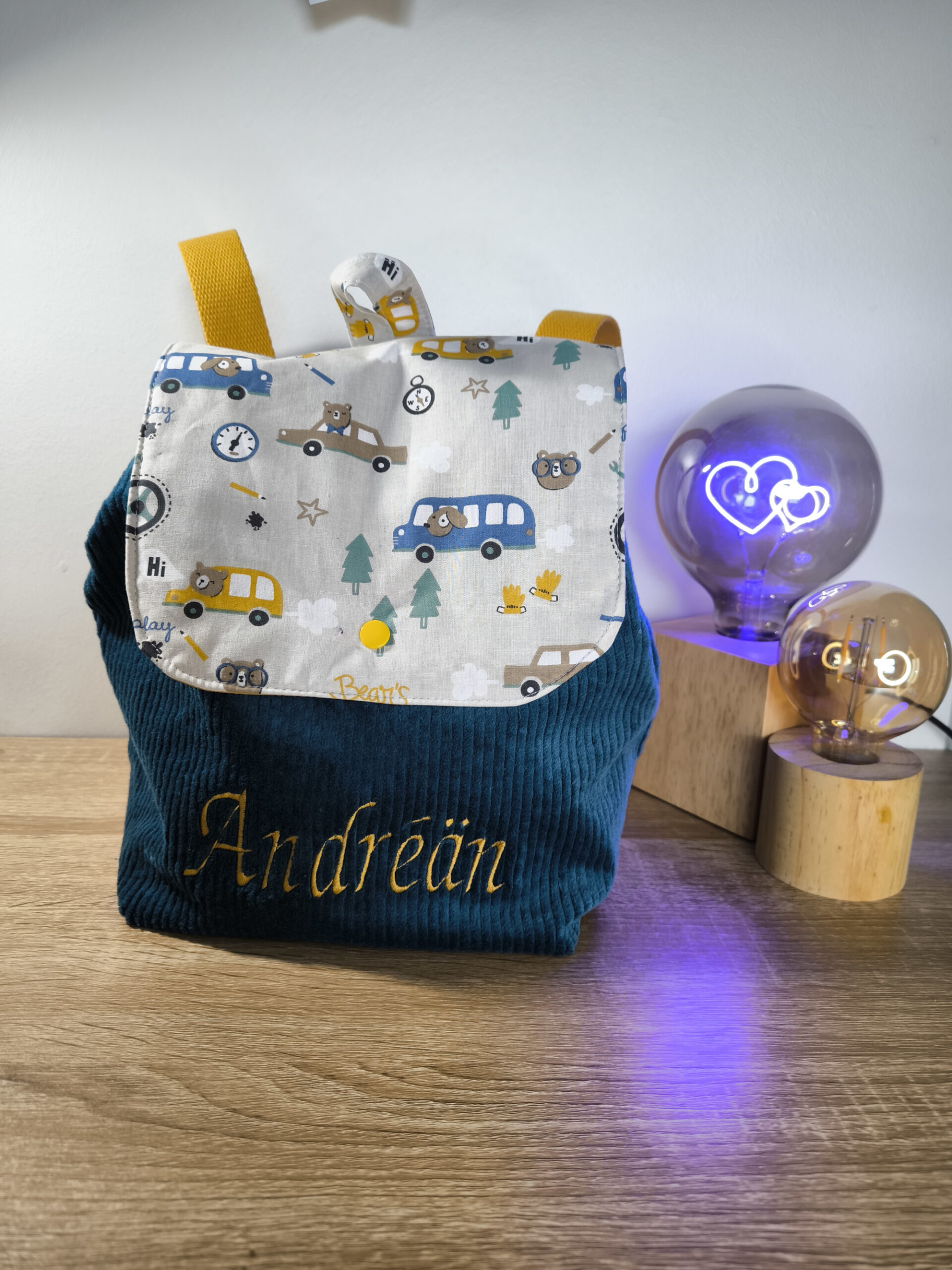Sac à dos velours enfant personnalisable