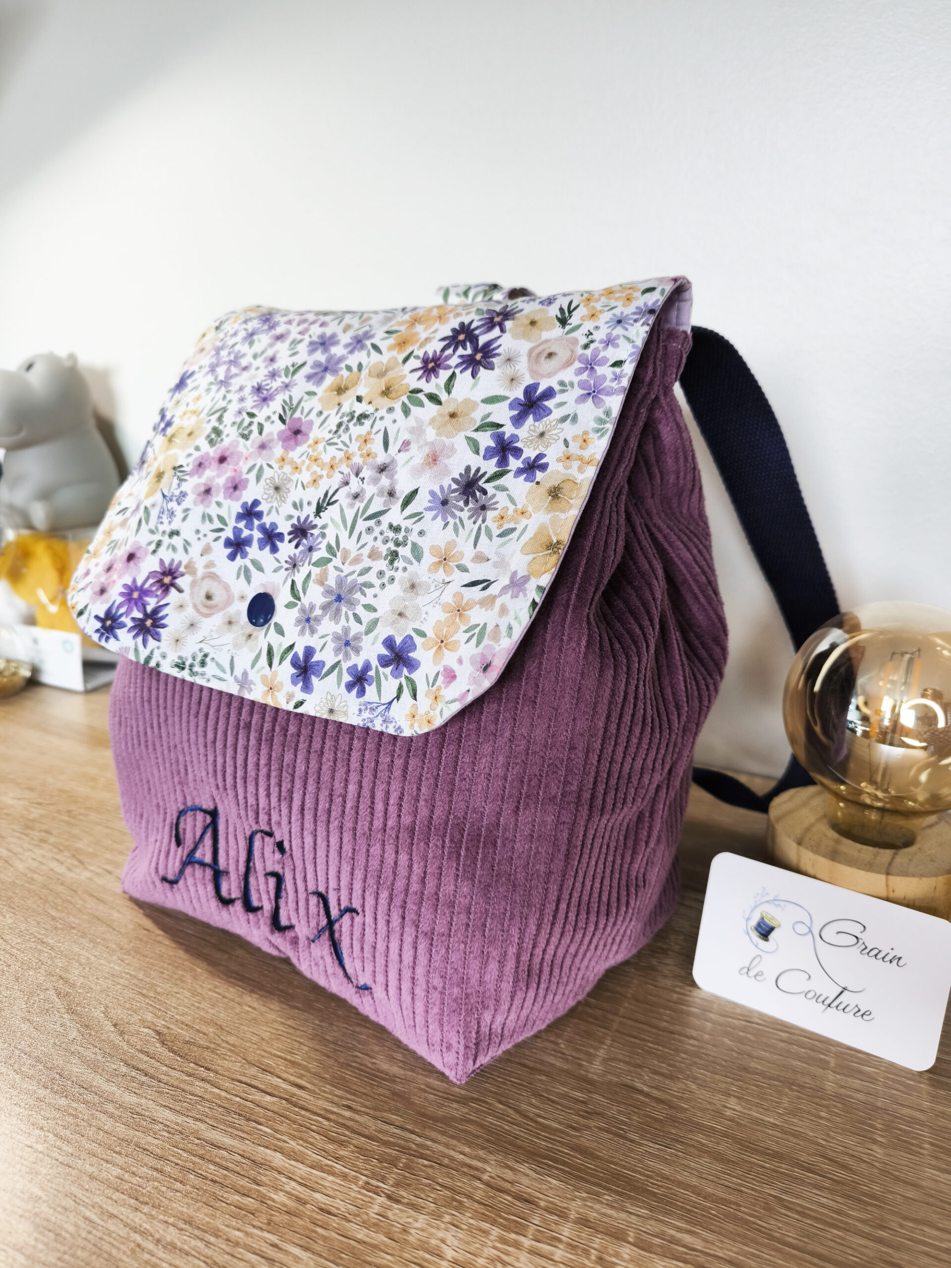 Sac à dos velours enfant personnalisable